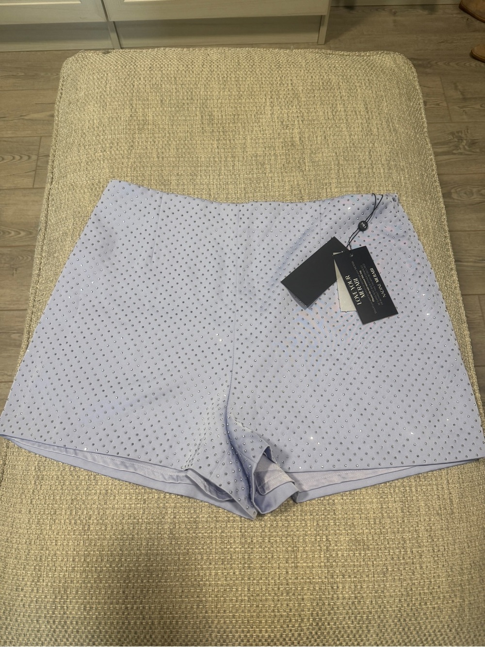 Nadine Merabi-Women's Lilac Embellished Shorts -
